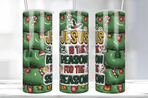 3D Jesus Christmas Inflated Tumbler: Graphics & Print Templates