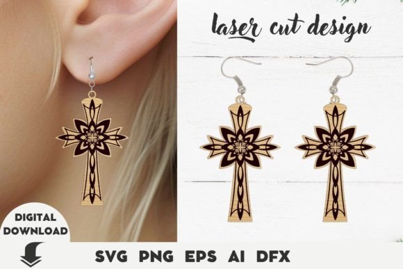 Christian Earring Laser Cut File, Easter