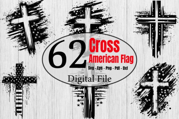 Cross with American Flag Design Bundle for Crafts & Graphics