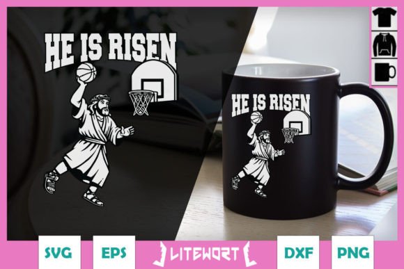 He is Risen Funny Jesus Basketball SVG for Graphics & Crafts
